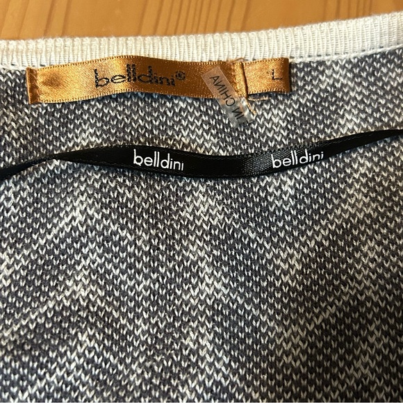 Belldini Women’s Knit Open Front Cardigan Sweater Leaf Pattern Bows Gray Cream L - Picture 6 of 11